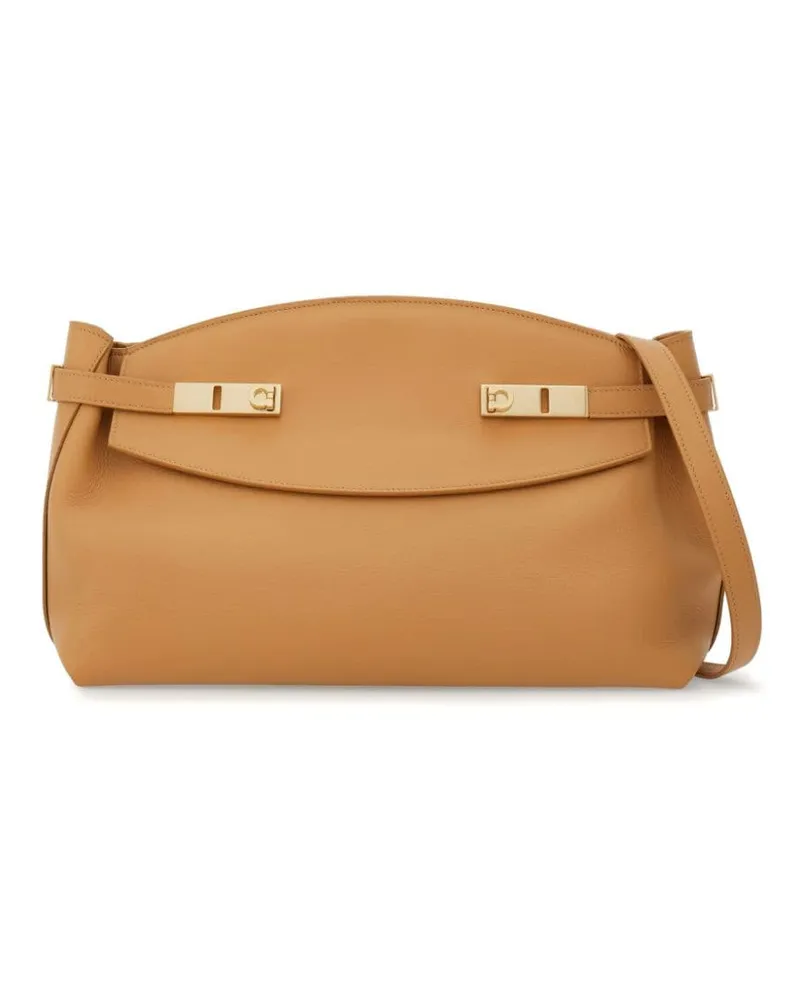 Ferragamo Große Pouch Schultertasche Nude