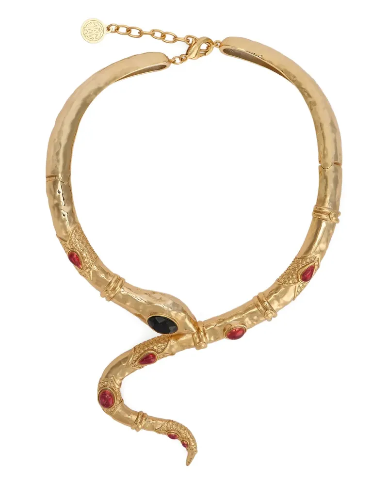 Roberto Cavalli Kristallverzierte Halskette mit Schlangenmotiv - Gold Gold