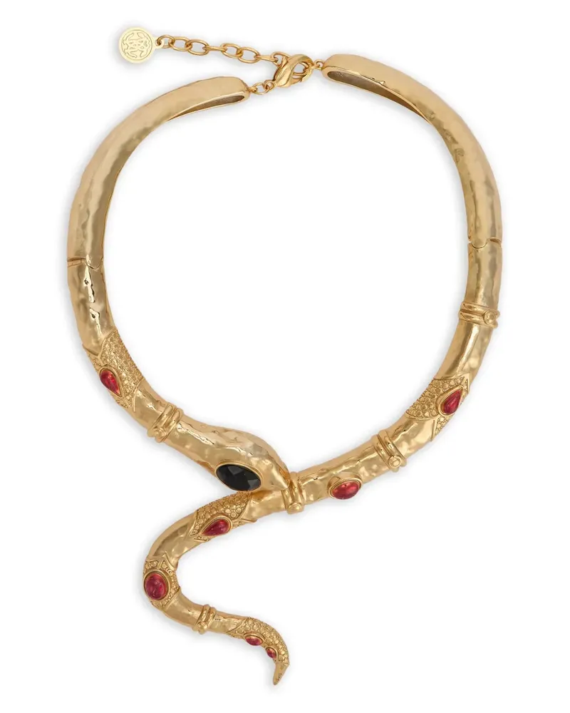 Roberto Cavalli Kristallverzierte Halskette mit Schlangenmotiv - Gold Gold