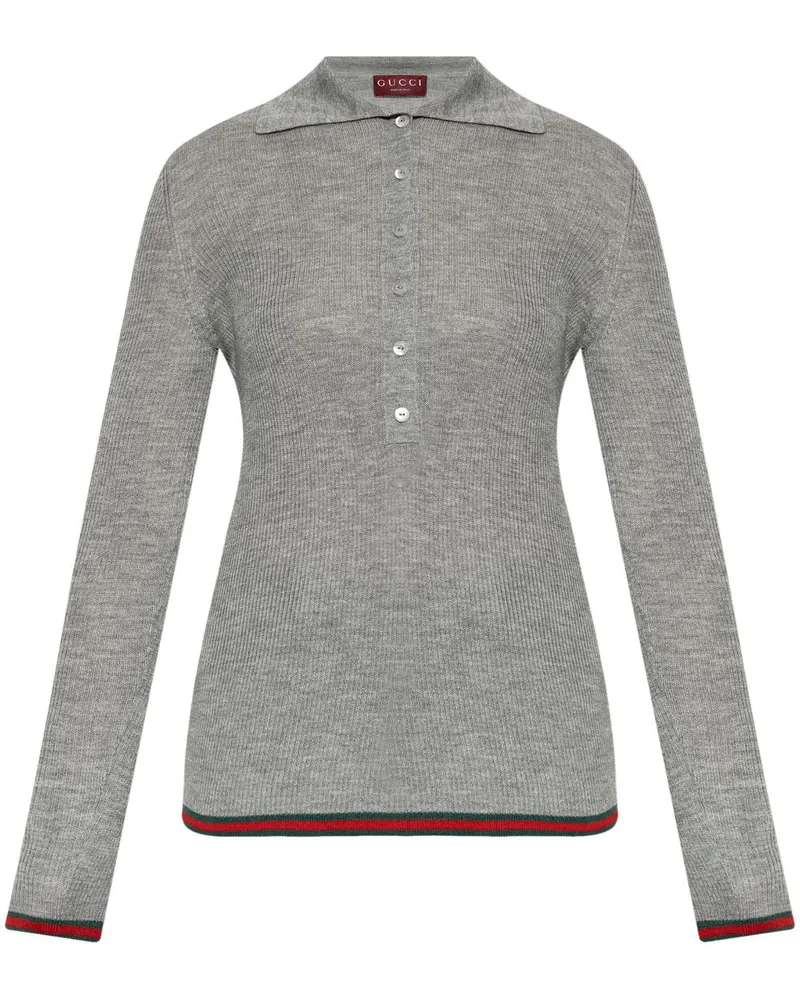 Gucci Poloshirt mit Webstreifen - Grau Grau