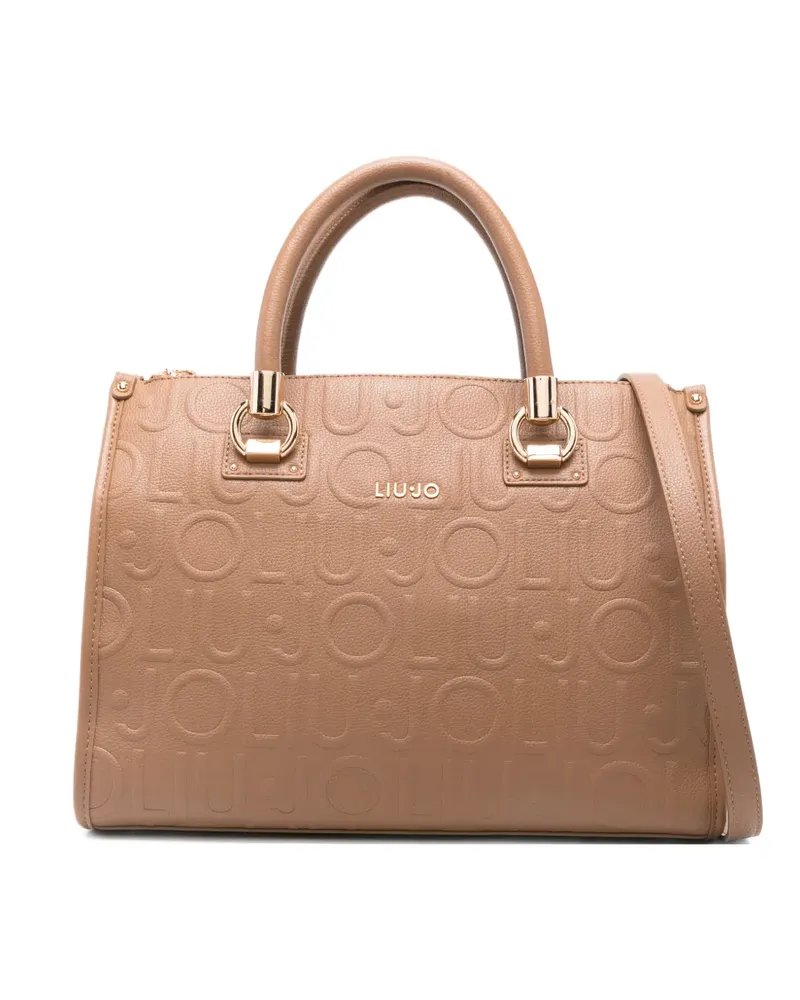 Liu Jo embossed satchel leather tote bag - Nude Nude