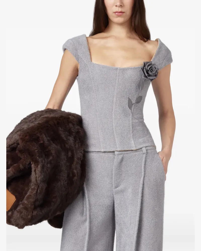 Giuseppe di Morabito Corsage-Top mit Rosenapplikation - Grau Grau