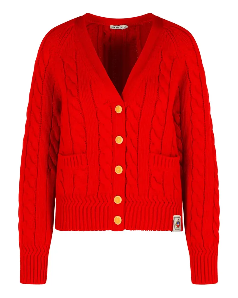 Bally Zopfmuster-Cardigan mit aufgesetzter Tasche - Rot Rot