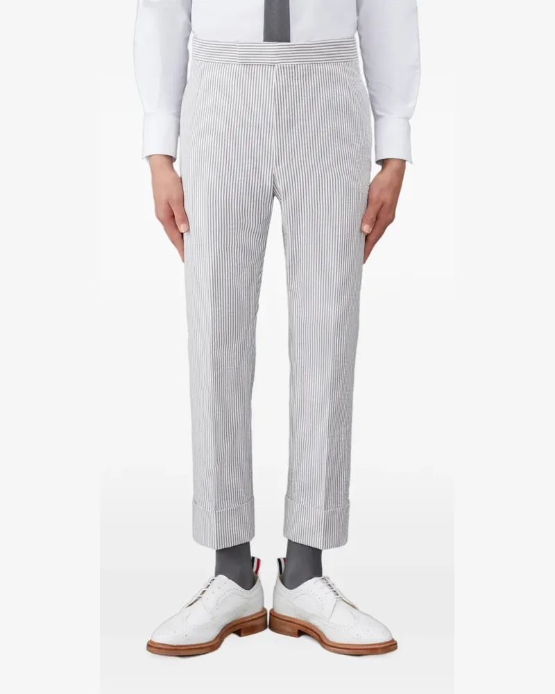 Thom Browne Gestreifte Hose mit Riemen - Weiß Weiß