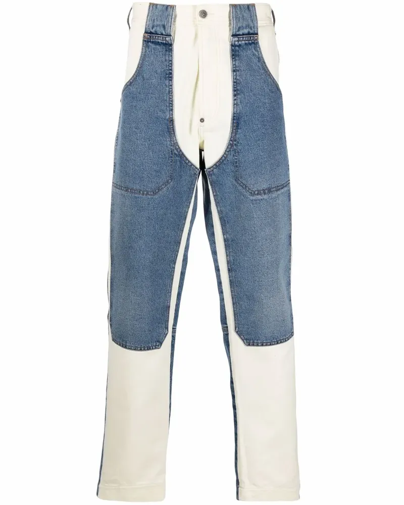 Diesel Gerade Jeans mit Kontrasteinsätzen - Blau Blau
