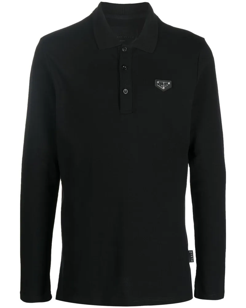 Philipp Plein Poloshirt mit Logo-Schild - Schwarz Schwarz