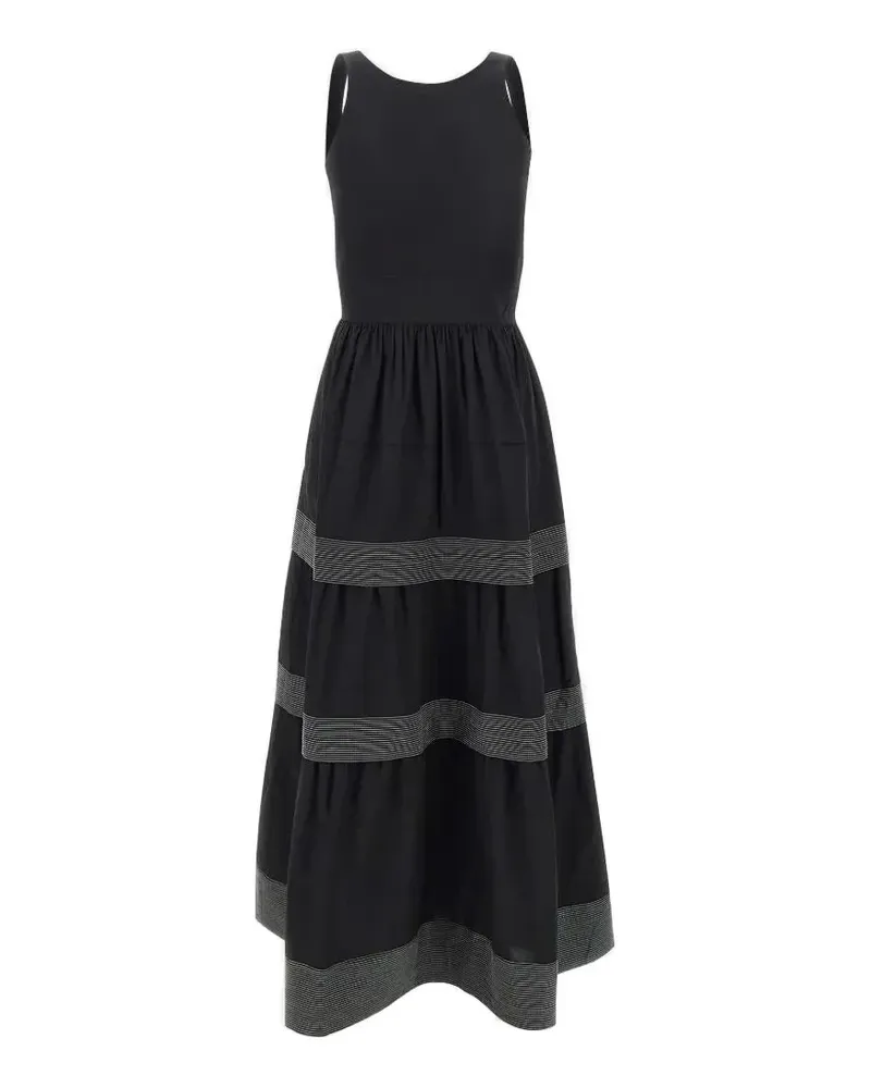 HUGO BOSS tiered striped-trim dress - Schwarz Schwarz