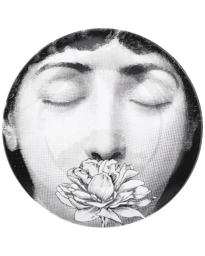 Fornasetti Teller mit Gesichts-Print Schwarz