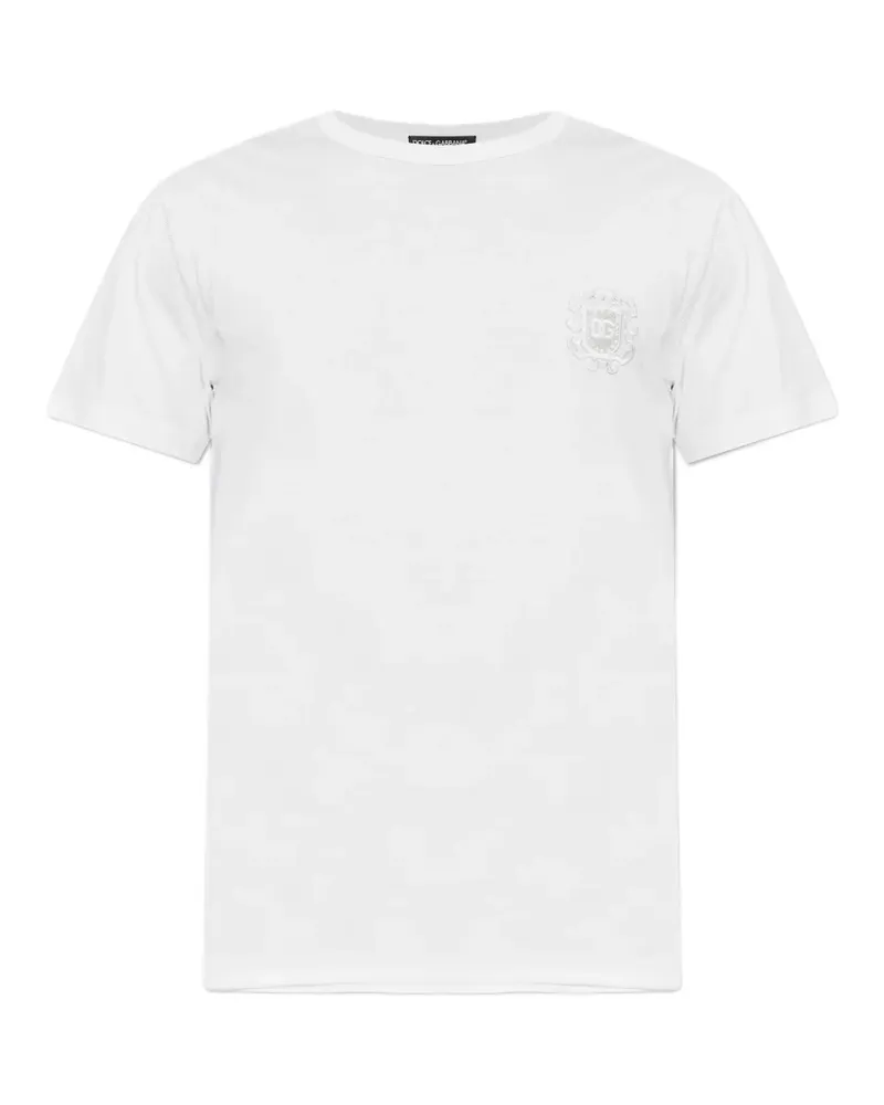 Dolce & Gabbana raw-finish crest-patch T-shirt - Weiß Weiß