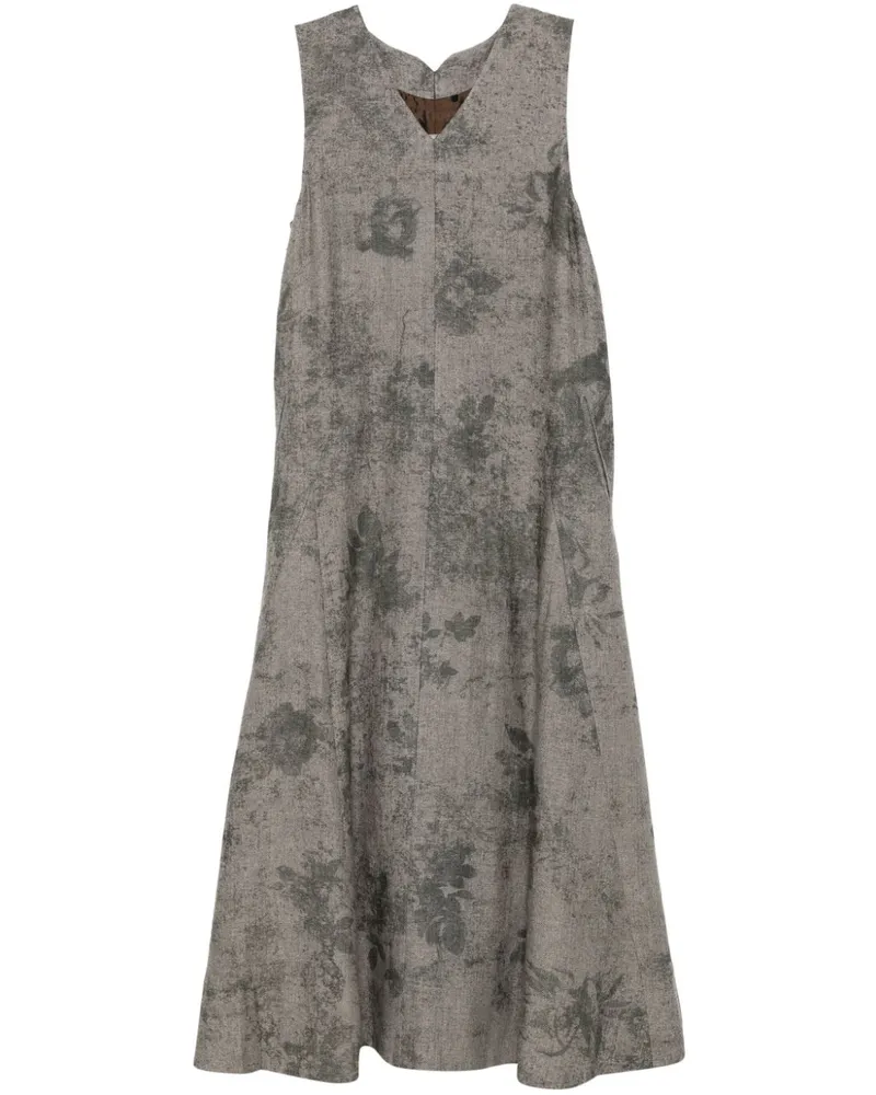 Ziggy Chen Midikleid mit abstraktem Print - Grau Grau