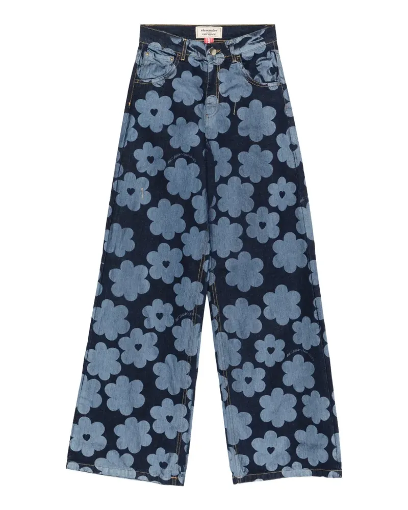 Alessandro Enriquez Jeans mit Blumenprint - Blau Blau