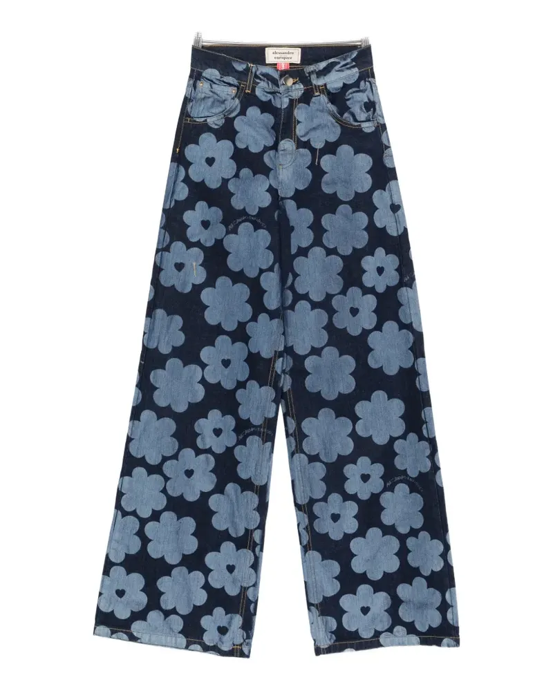 Alessandro Enriquez floral-print jeans - Blau Blau