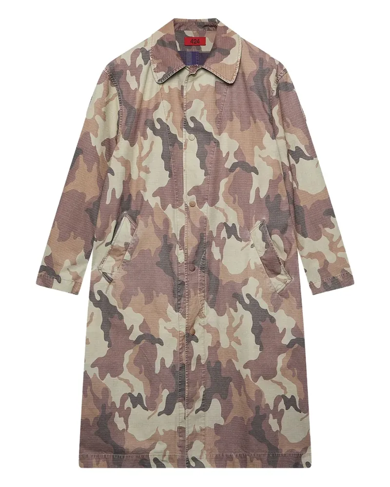 FourTwoFour on Fairfax Trenchcoat mit Camouflage-Print - Braun Braun