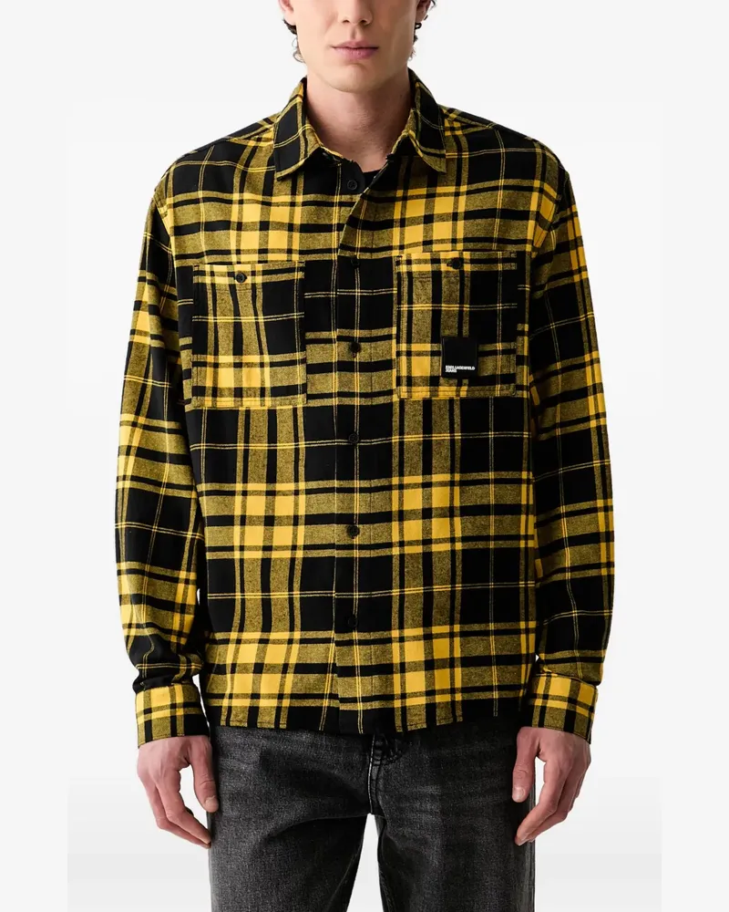 Karl Lagerfeld check-pattern patch-detail shirt - Gelb Gelb