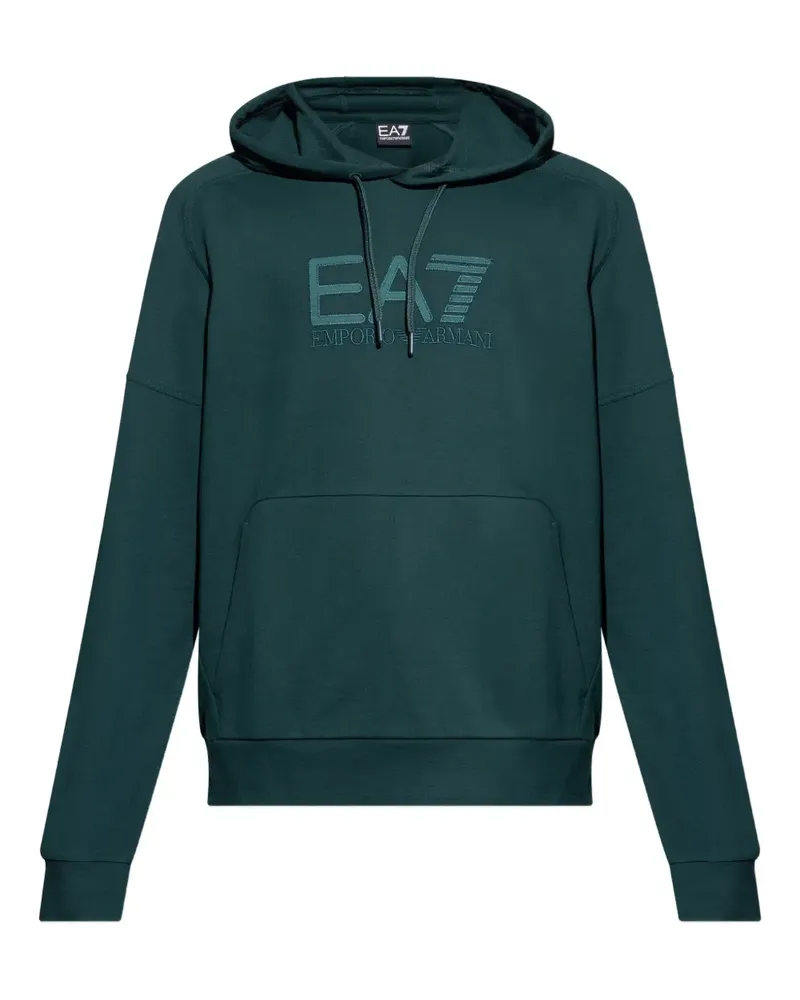EA7 Hoodie mit Logo-Stickerei - Grün Grün