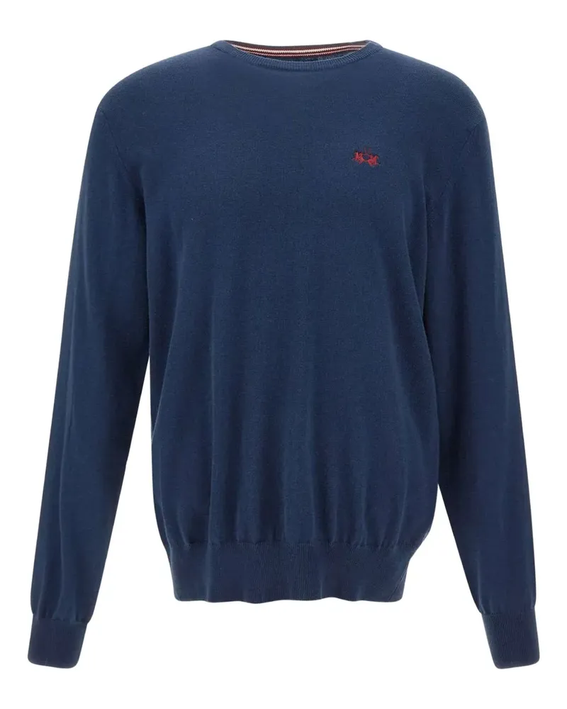 La Martina Gerippter Pullover mit Stickerei - Blau Blau