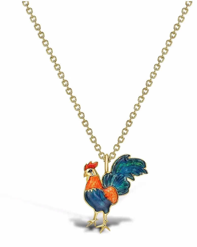 Pragnell 18kt Gelbgoldhalskette mit Hahnanhänger Gold