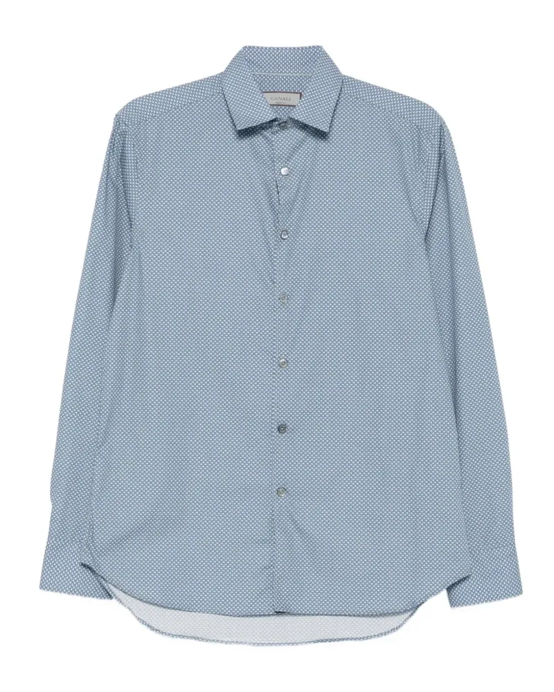 Canali geometric-print long-sleeve shirt - Blau Blau