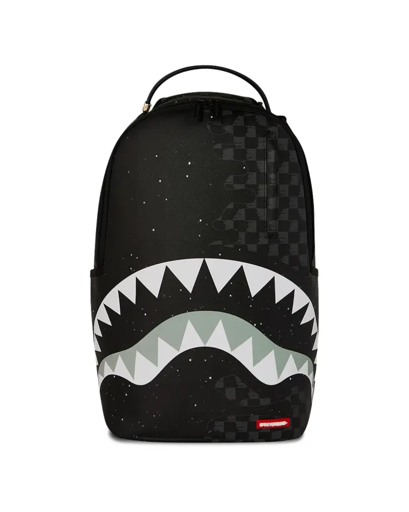 Sprayground Deep Space Drip shark checkerboard backpack - Schwarz Schwarz