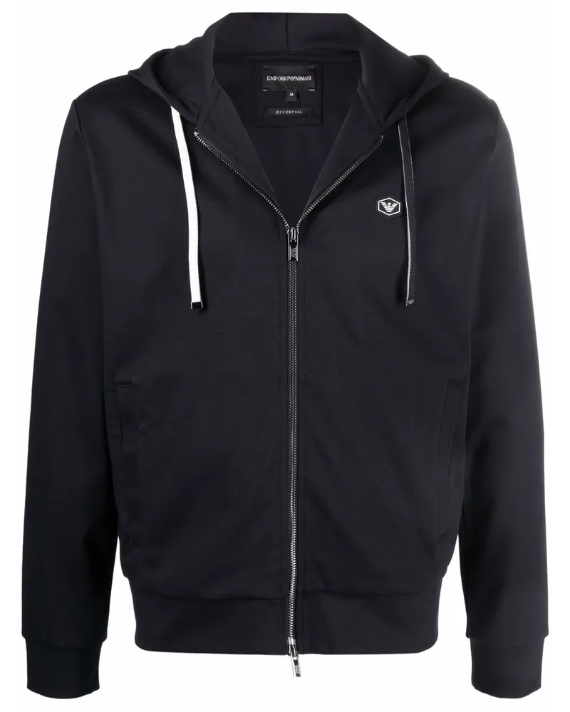 Emporio Armani Kapuzenjacke mit Logo-Patch - Blau Blau