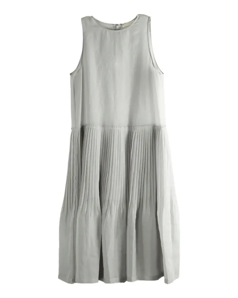 AMOMENTO sheer pleated dress - Grau Grau