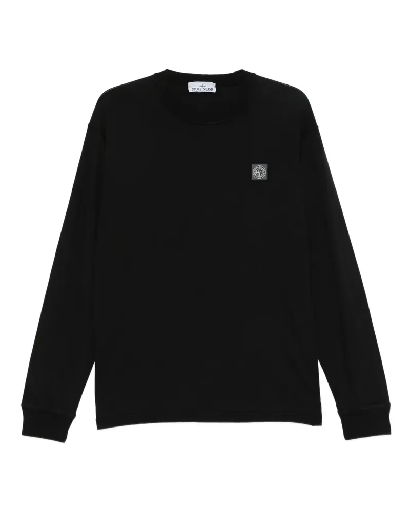 Stone Island Langarmshirt mit Kompass-Patch - Schwarz Schwarz