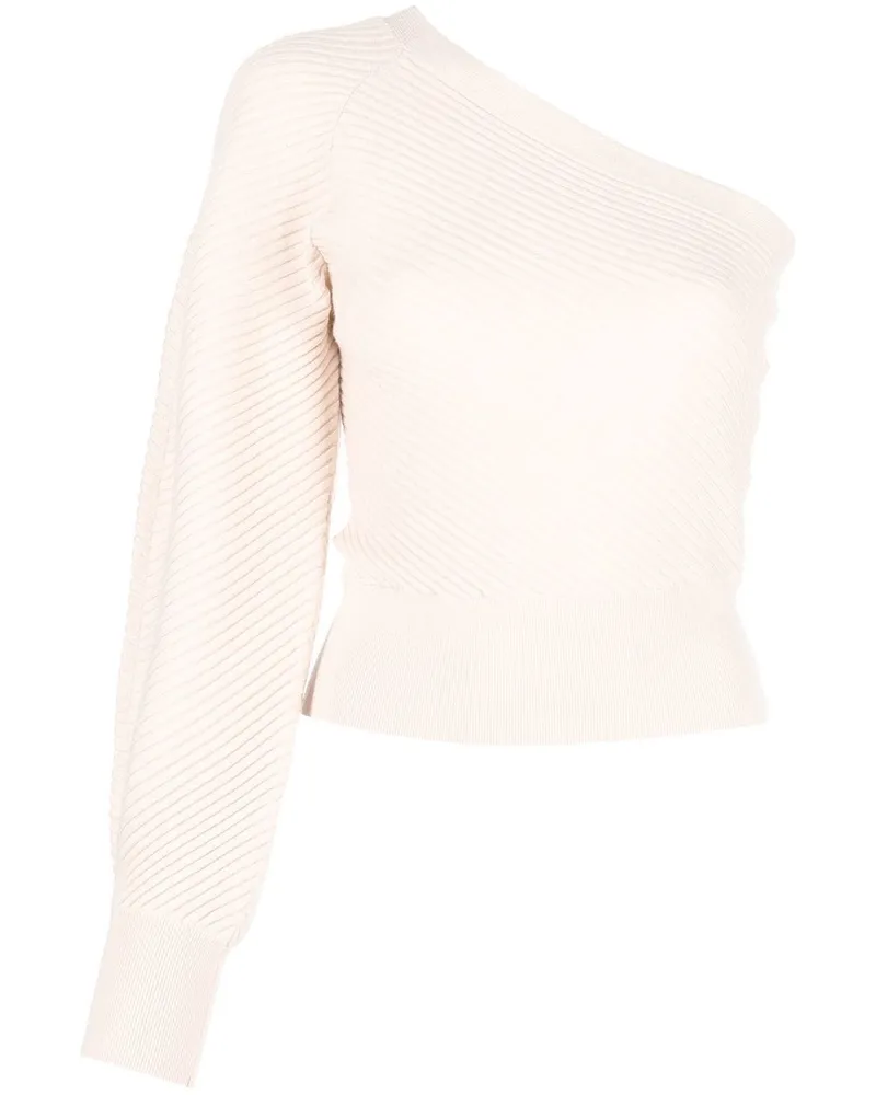 IRO Gerippter One-Shoulder-Pullover Nude