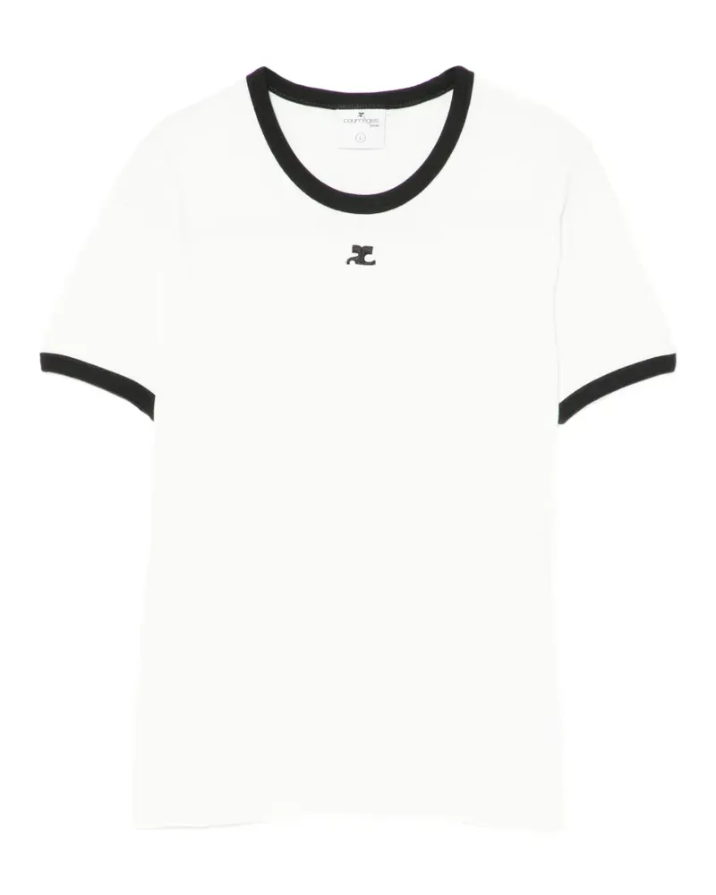 Courrèges T-Shirt mit Logo - Weiß Weiß