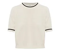 Puffärmel-Pullover mit Kontrastdetails - Weiß