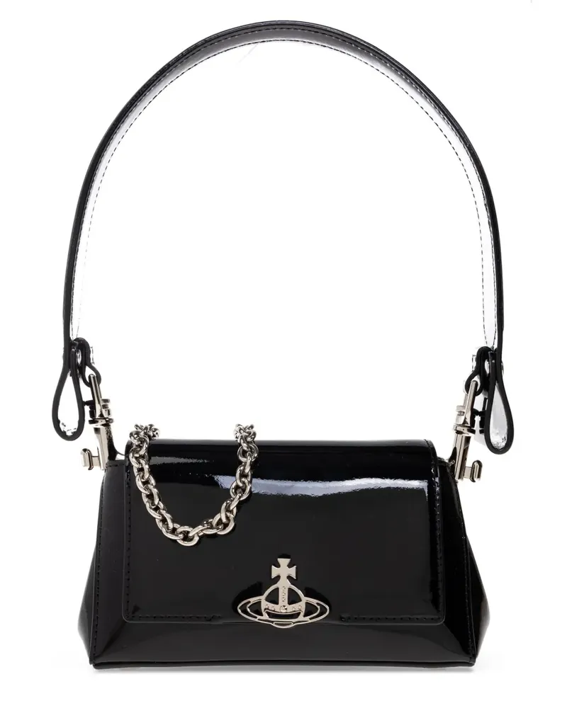 Vivienne Westwood Schultertasche aus Lackleder mit Orb-Verzierung - Schwarz Schwarz