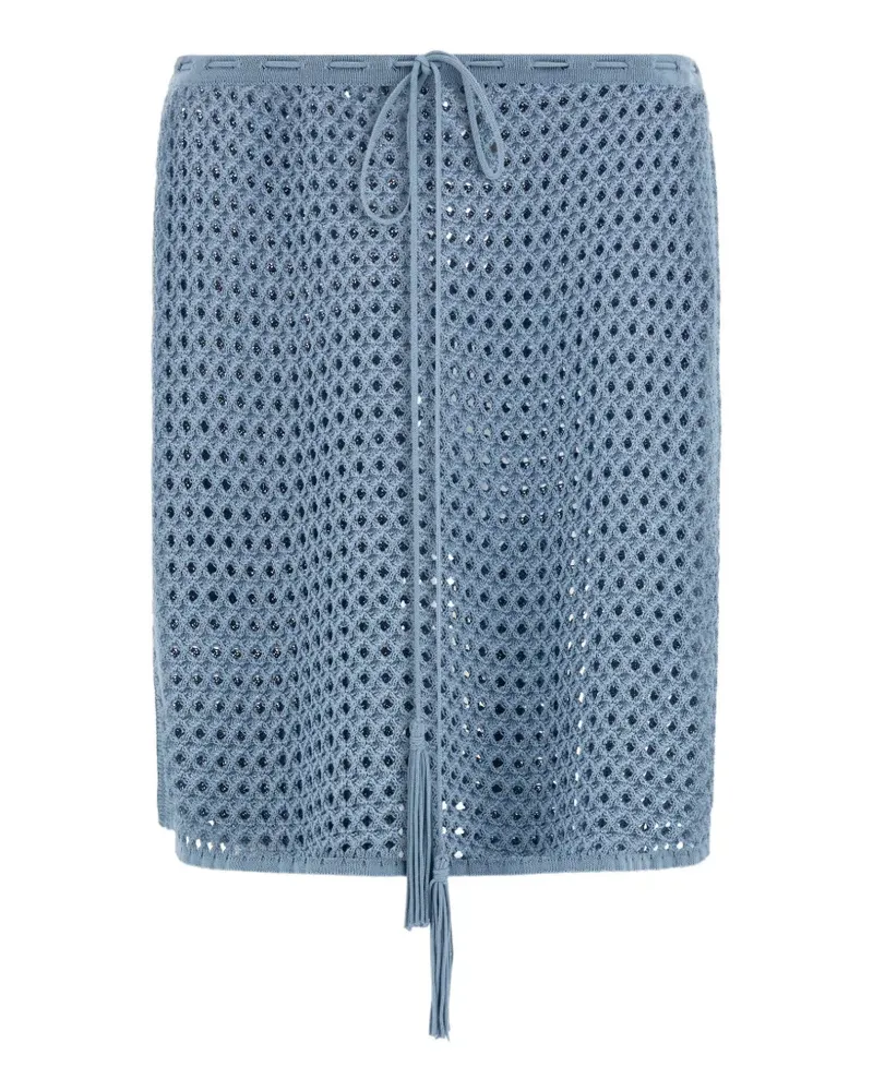 Ferragamo Kurzer Rock mit offenem Strickmuster - Blau Blau