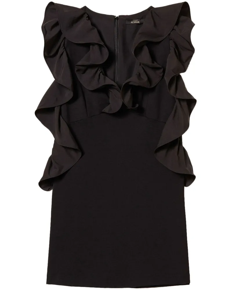 Twin-Set Wickelkleid mit V-Ausschnitt - Schwarz Schwarz