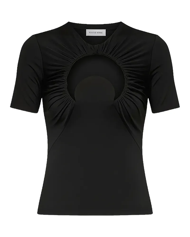 Marine Serre Gerafftes T-Shirt mit Mond-Motiv - Schwarz Schwarz