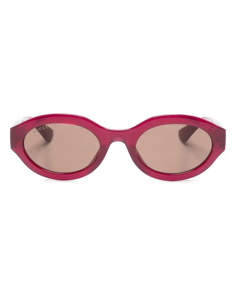 Gucci Sonnenbrille mit ovalem Gestell - Rot Rot