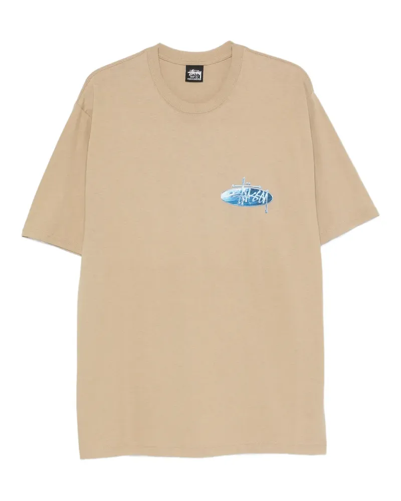 Stüssy Wave Oval T-Shirt mit Logo-Print - Grün Grün