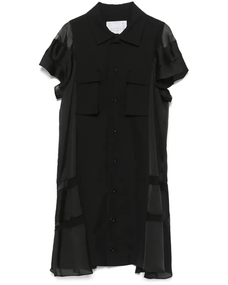 Sacai Hemdkleid mit Sheer-Einsatz - Schwarz Schwarz