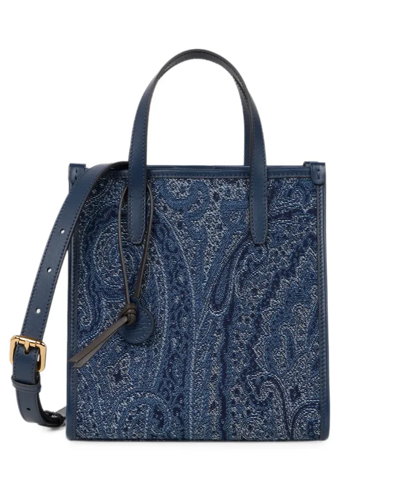 Etro small Love Trotter bag in jacquard denim with Paisley motif - Blau Blau