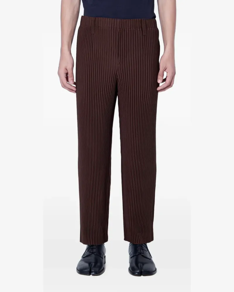 Issey Miyake Straight-Leg-Hose mit Falten - Braun Braun