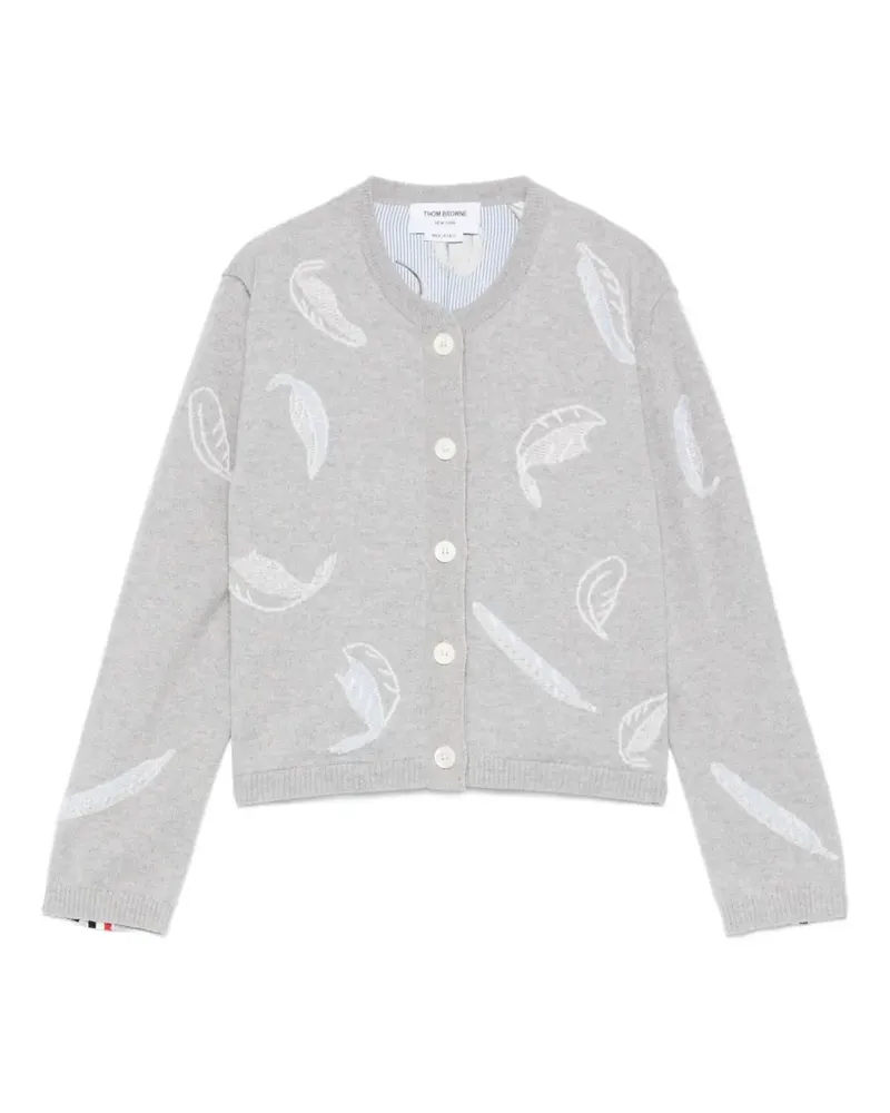 Thom Browne feather-intarsia cardigan - Grau Grau