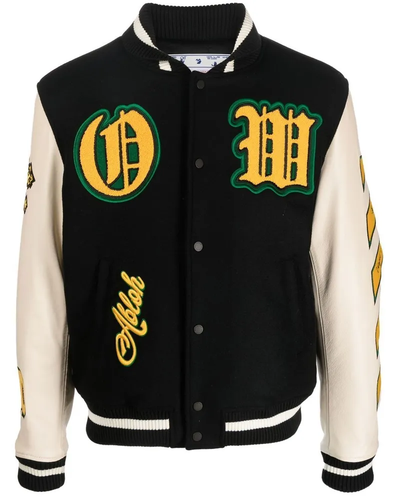 OFF-WHITE Collegejacke mit Logo-Patch - Schwarz Schwarz