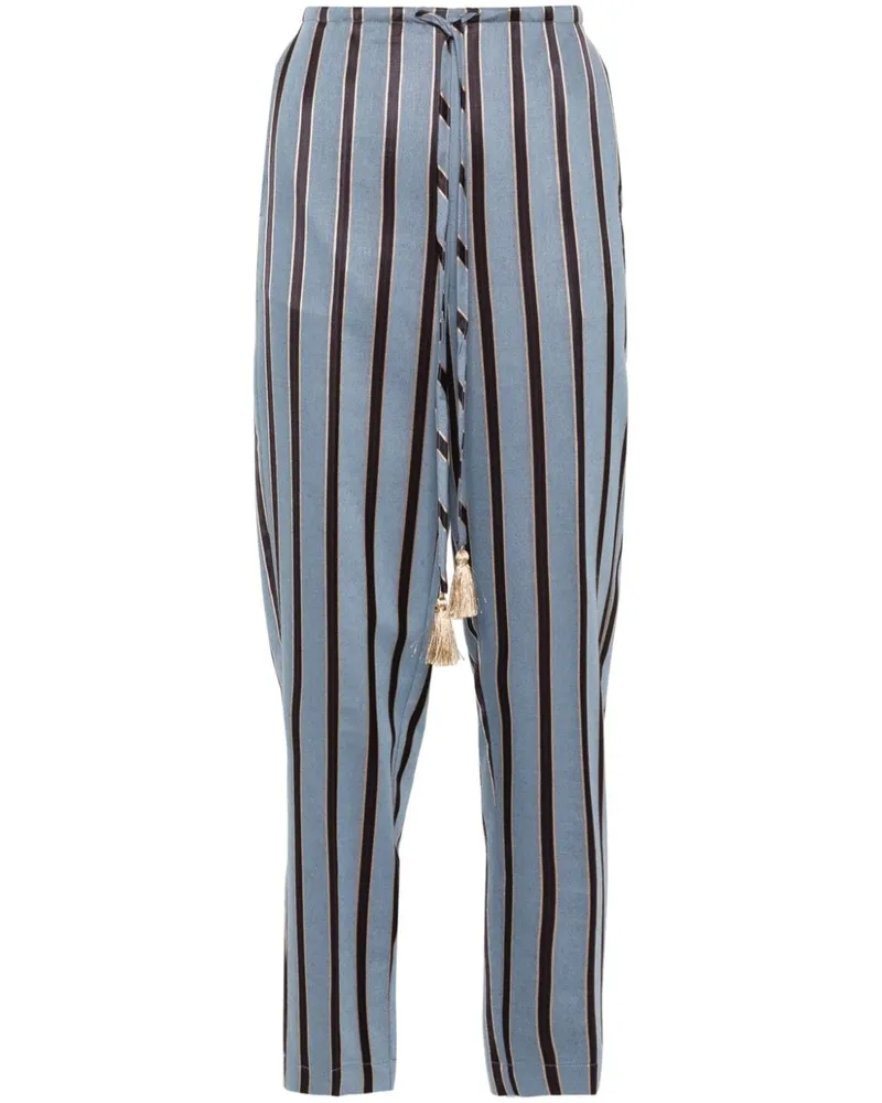 forte_forte Gestreifte Tapered-Hose - Blau Blau