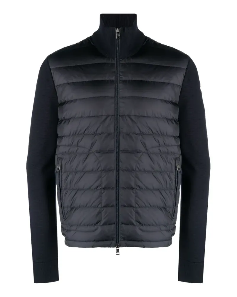Moncler front-padded quilted knit jacket - Blau Blau