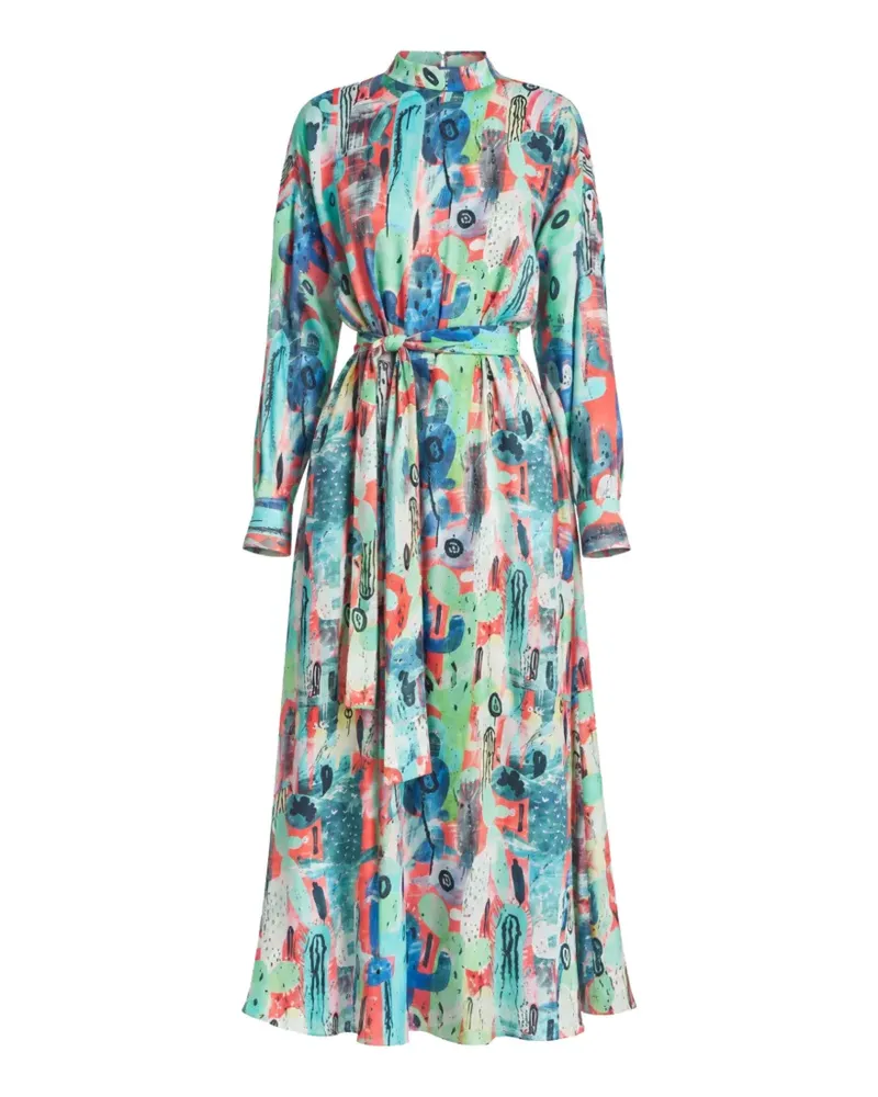 Irina Schrotter Leah graphic-print belted midi dress - Grün Grün