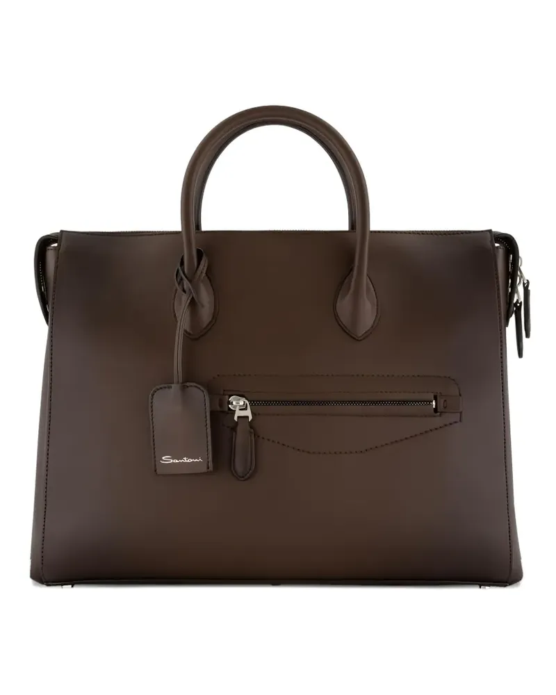 Santoni Laptoptasche aus Leder - Braun Braun