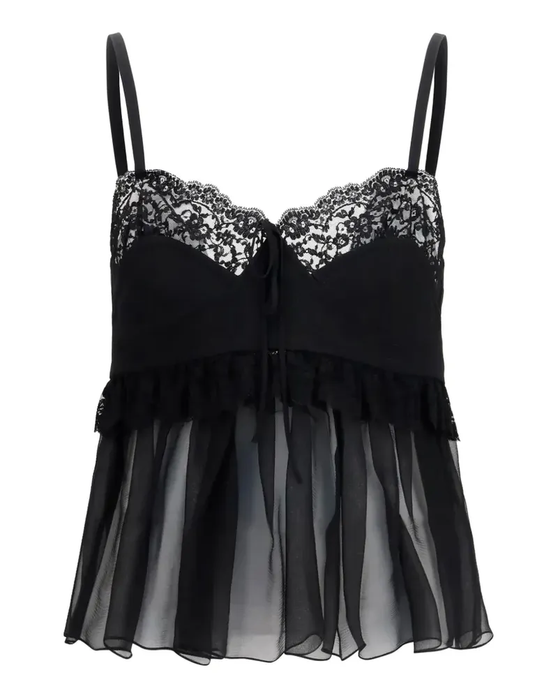 Chloé lace-trim silk-crepe camisole top - Schwarz Schwarz