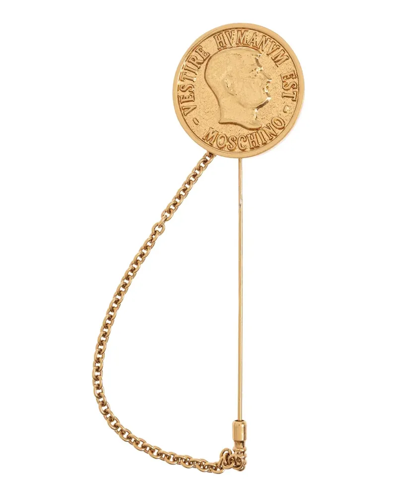 Moschino Kettenbrosche im Münzdesign - Gold Gold