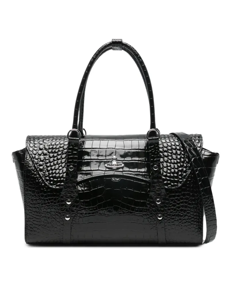 Vivienne Westwood croc-effect orb tote bag - Schwarz Schwarz