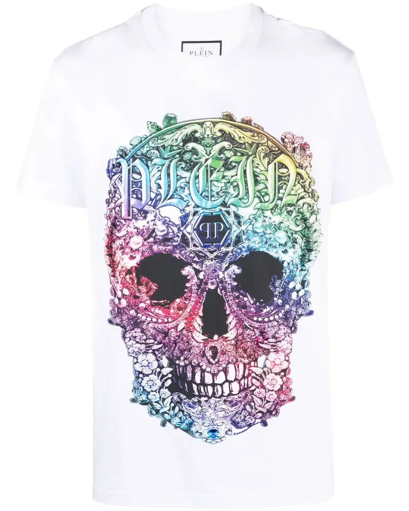 Philipp Plein T-Shirt mit barockem Totenkopf-Print - Weiß Weiß
