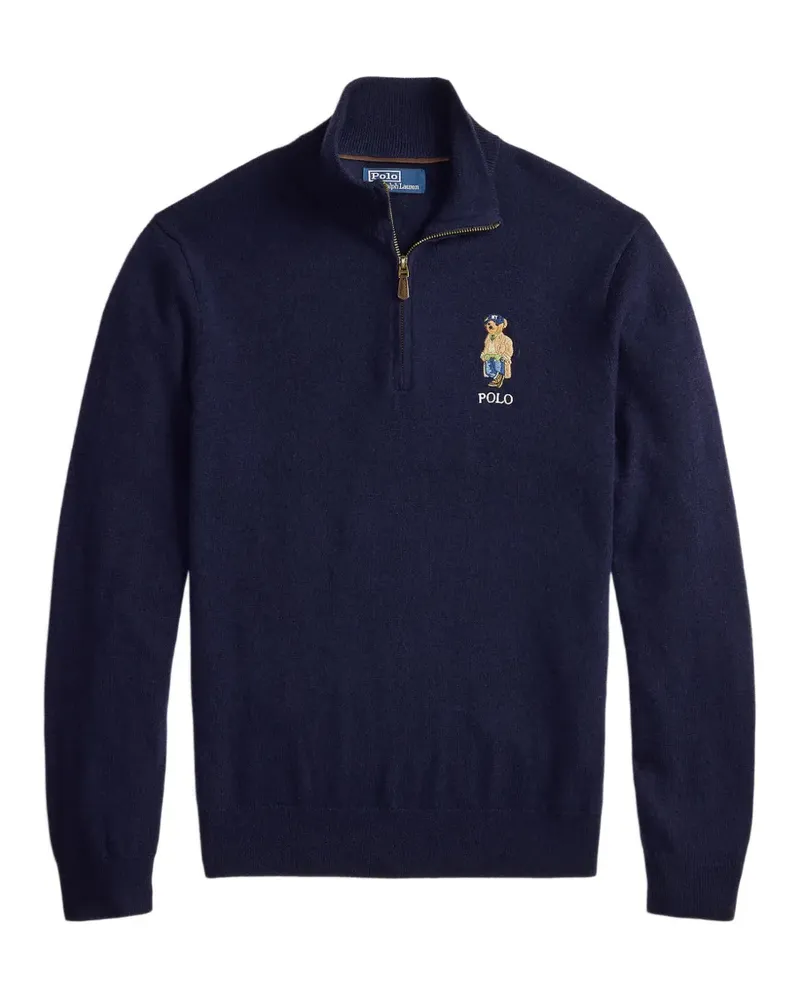 Ralph Lauren Polo Bear Pullover mit kurzem Reißverschluss - Blau Blau