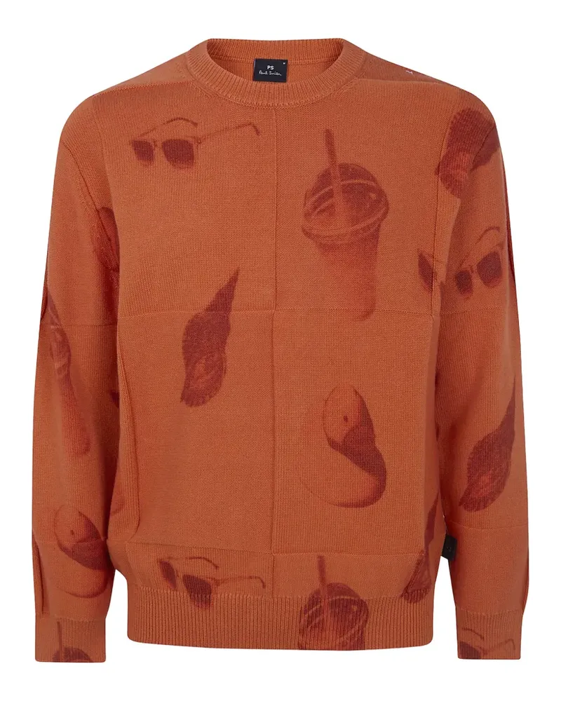 Paul Smith printed crew-neck sweater - Orange Orange